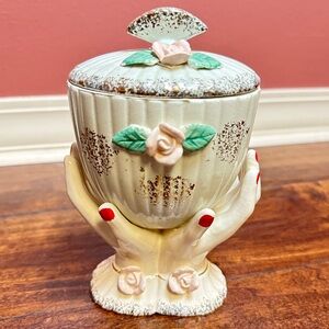 Ucagco Ceramics Japan Lady’s Hands with Red Fingernails Vanity or Trinket Dish